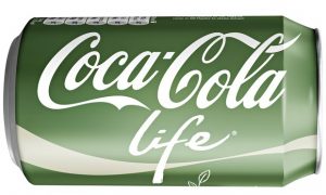 The coke bottle label up close for Coke Life