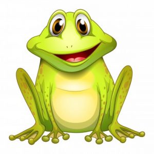 a cartoon green frog