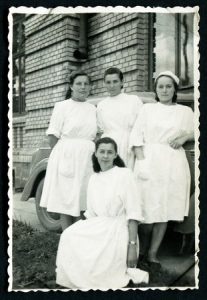 black and white picture of Russian nurses in the 1950s