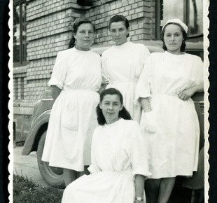 black and white picture of Russian nurses in the 1950s
