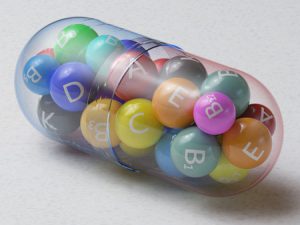 A multivitamin with several vitamins in a single pill.