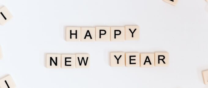 scrabble alphabet letters spelling Happy New Year